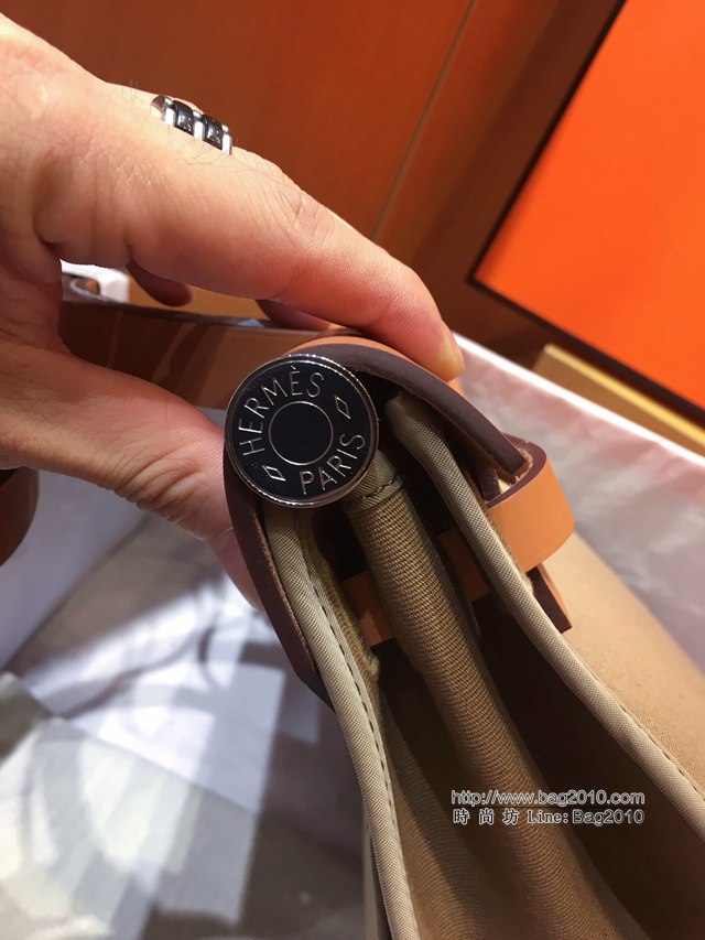 Hermes包包 愛馬仕網紅色Herbag 手提肩背斜挎包 大象灰/中啡 男女同款  tdh2038